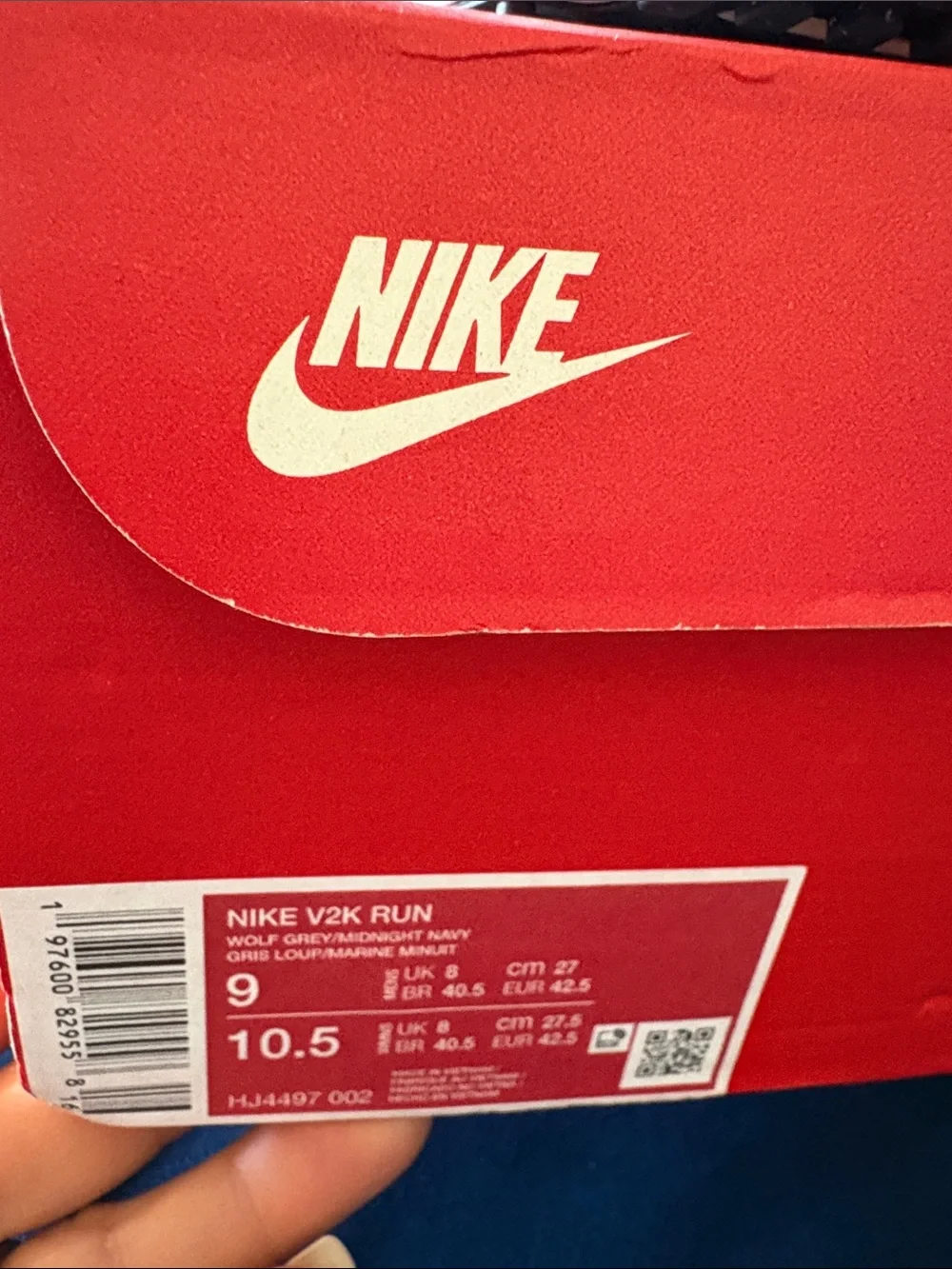 Nike V2K Wolf Grey and Navy  Athletic Running  Sneakers 10.5 women’s or 9 men’s